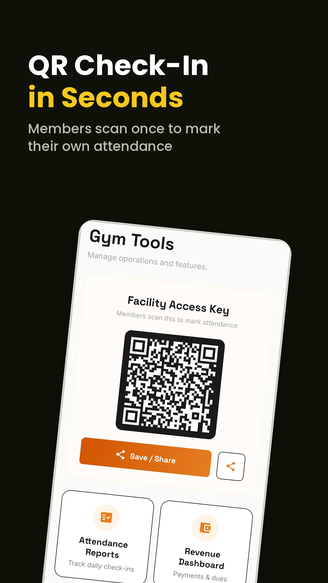 QR code check-in for gym attendance